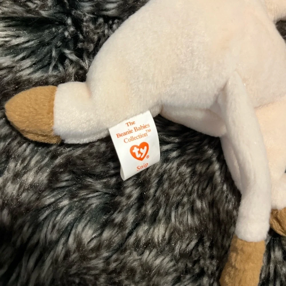 Ty Snip Cream and Brown Beanie Baby Cat Plush Toy
